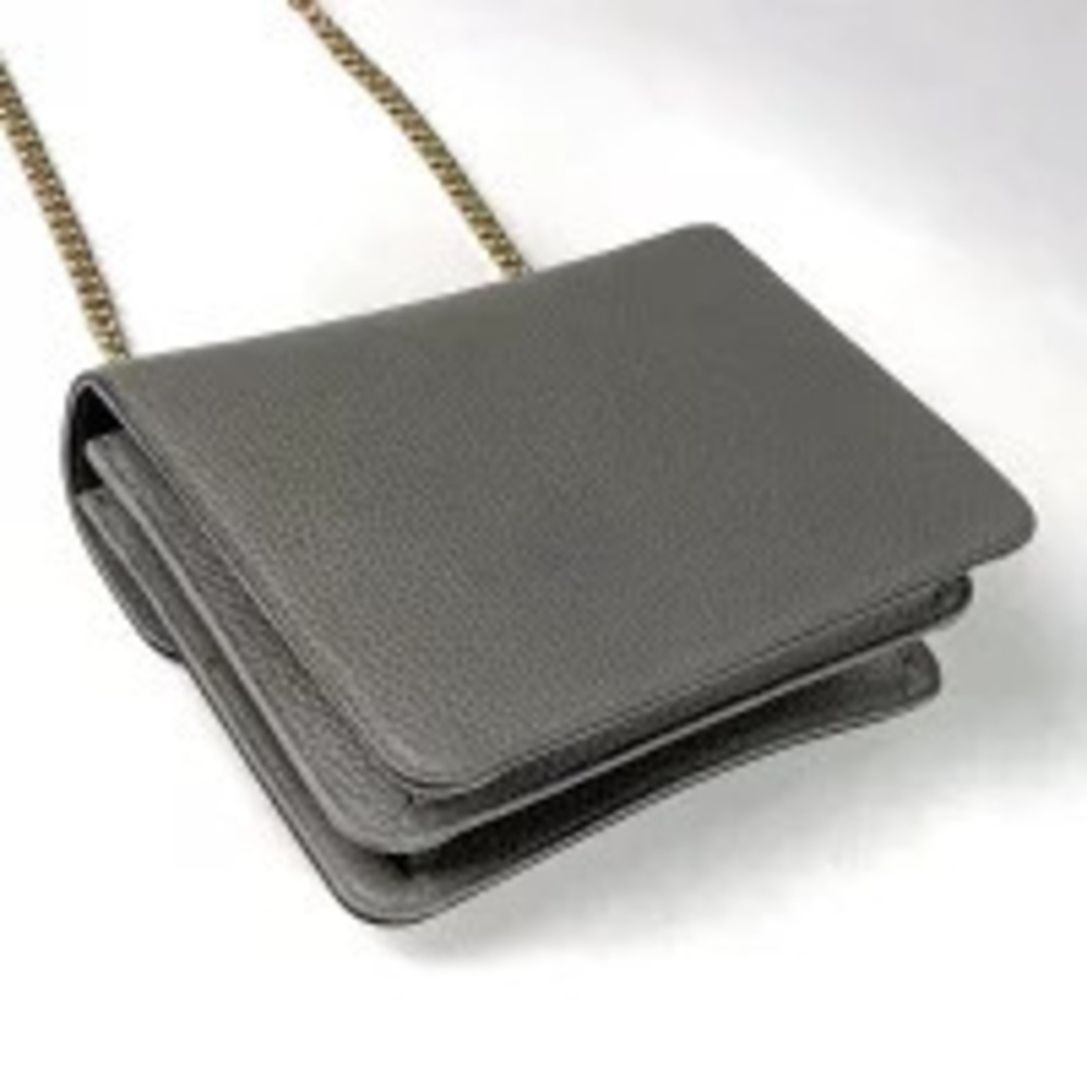 Gucci GG Shoulder Interlocking Bag Gray Leather Chain Crossbody Gray